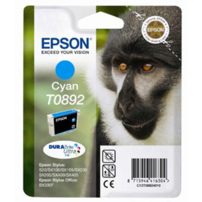 Epson Monkey T0892 DURABrite Ultra Ink, Ink Cartridge, Cyan Single Pack, C13T08924010 Epson Monkey T0892 DURABrite Ultra Ink, Ink Cartridge, Cyan Single Pack, C13T08924010